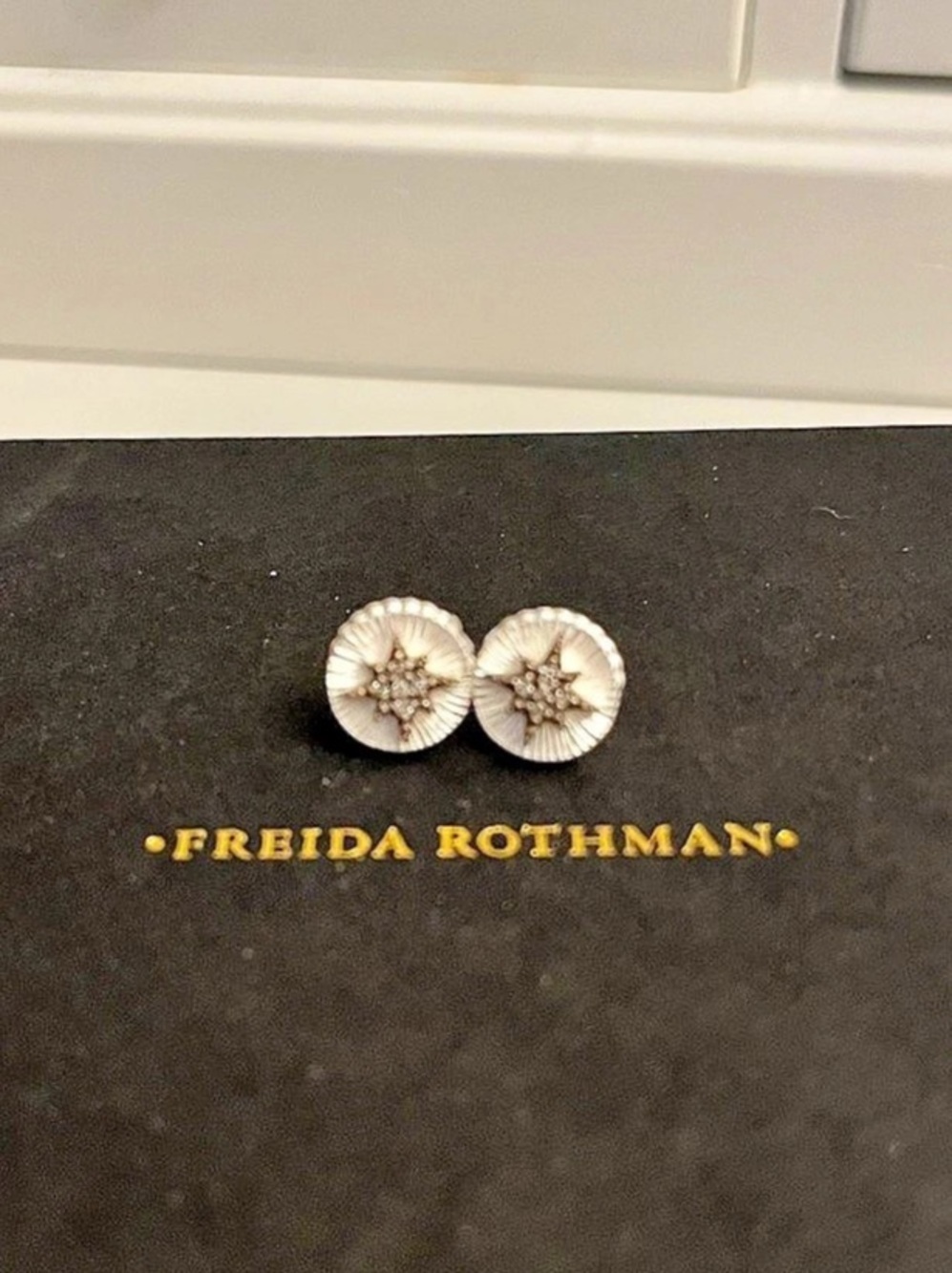 Freida Rothman Silver Stud Earrings with Natural Diamonds
